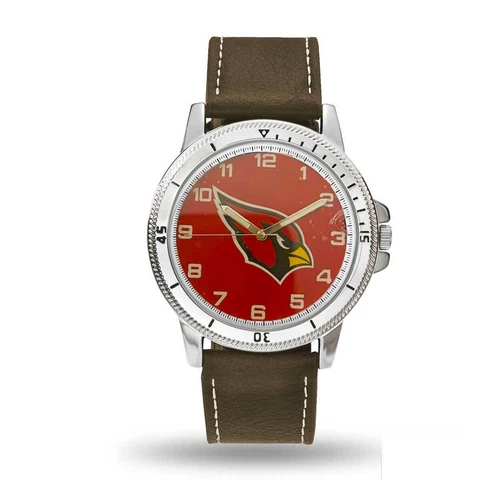 Arizona Cardinals Mens Classic Sports Watch NEW Brown Leather Band Cover