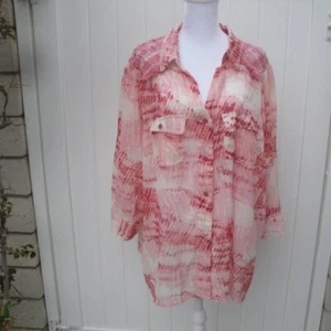 American Rag Blouse Women's Size 3XTie-Dye Sheer with Lace - Picture 1 of 3