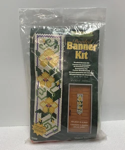 NEW!! The Beadery Beaded Banner Kit Yellow Vine Flowers . Craft, spring, Door - Picture 1 of 2