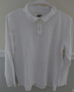 Lands End Kids XXL 18 20 Boys Girls Shirt School Uniform Long Sleeve White Polo - Picture 1 of 3
