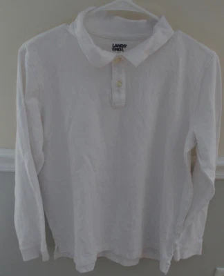 Lands End Kids XXL 18 20 Boys Girls Shirt School Uniform Long Sleeve White Polo - Image 1 of 3