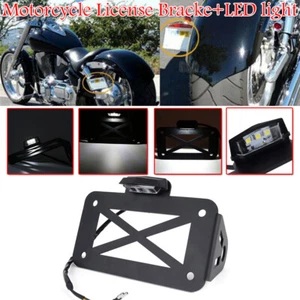 Motorcycle Side Mount Tail Light License Plate Bracket For Harley Chopper Bobber - Picture 1 of 13
