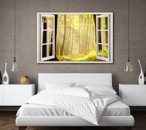 GRANDE VIVACE TELA ARTE DA PARETE ESTATE FORESTA VERDE SOLE SPLENDENTE BOSCHI QUADRO STAMPA - Foto 1 di 3