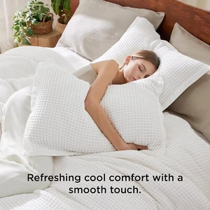 Bedsure Waffle Duvet Cover King - Moisture-Wicking Cotton Blend Rayon Derived - Picture 1 of 7
