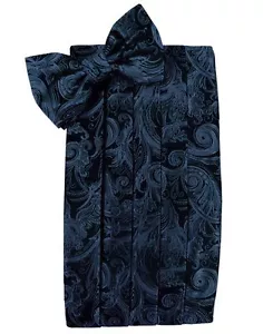 NUOVO Uomo Cardi Blu Pavone Paisley Tuxedo Cummerbund Fiocco Cravatta Hankie TUXXMAN - Foto 1 di 2