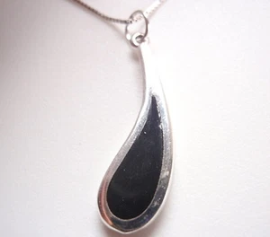Black Onyx Teardrop 925 Sterling Silver Necklace Corona Sun Jewelry - Picture 1 of 2
