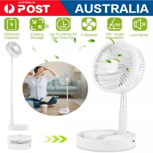 Cordless Fan Telescopic Portable Folding Desk Floor Cooling Fan USB Rechargeable - Picture 1 of 13