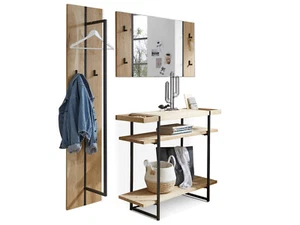 Garderobenset Dielenmöbelset Garderobe 3-teilig MARTIKO Massivholz Eiche Metall - Bild 1 von 7