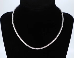 $8800 BK 14K White Gold 2.00ct Round Pave Set Diamond Tennis Choker Necklace 15" - Picture 1 of 8