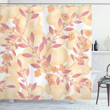 Beige Shower Curtain Floral Art Berry Pastel Print for Bathroom