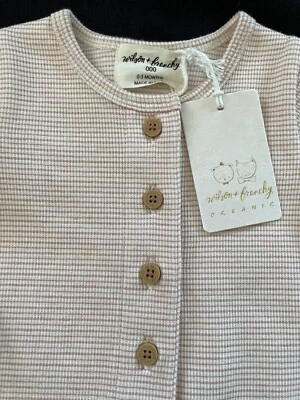 Wilson + Frenchy (Австралия) новый с Ярлыками роза/слоновая кость органический хлопок вязаный комбинезон-0-3Mos - Изображение 1 из 4