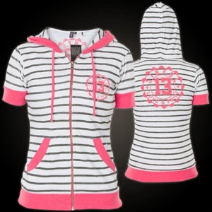 SINFUL by AFFLICTION Women's SOPHIE HOODIE Jacket Skull Biker Pink Wings - Picture 1 of 7