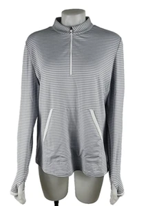 NWT - FootJoy Womens Half-Zip Tonal Stripe Mid-Layer Golf Pullover Gray Sz Large - Picture 1 of 4
