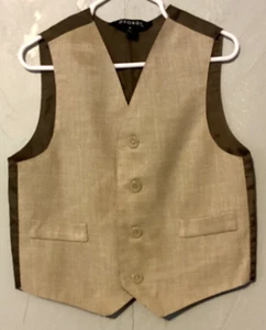 Boys Sleeveless Formal Vest Size 4 Taupe Solid George - Picture 1 of 6