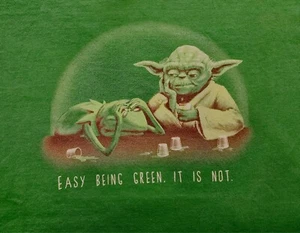 Star Wars Ladies Green Yoda and Kermit, Easy Being Green It is Not, T-Shirt Sz L - Picture 1 of 2