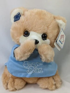 Applause Prayer Bear Plush 11 Inch Blue Shirt 1984 Stuffed Animal Toy - Picture 1 of 13