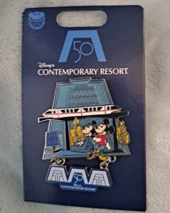 Contemporary Resort Monorail Mickey Minnie Walt Disney World 50th Dangle Pin - Picture 1 of 1