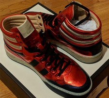Mens Authentic Gucci Metallic Leather High-top SNEAKERS Red/blue 9g US 10