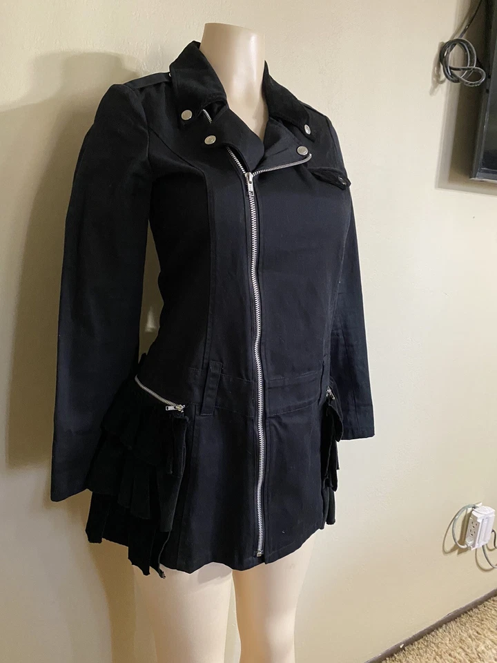 Hell Cat Punks Not Dead Original Black  Jacket Long Sleeve Zip Up Ruffle Japan - Image 1 of 4