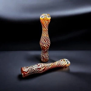 Tubos de vidrio Chillum ahumados dorados, blancos con chillums dorados - Imagen 1 de 4