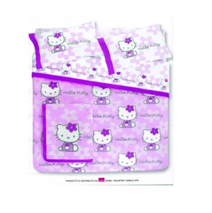 Completo Copripiumino Lenzuola Hello Kitty Flowers Lilla 1 Piazza Sanrio Gabel - Foto 1 di 1