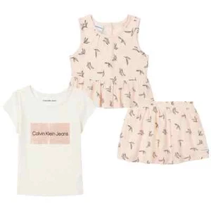 NEW Calvin Klein Toddler Girls 3-Piece Short Set, Pink / White, Size 3 Toddler - Picture 1 of 9