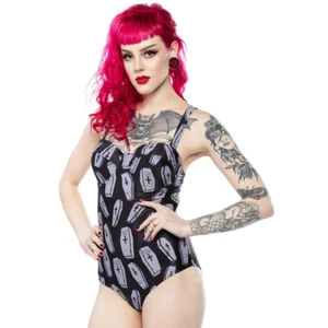 Sourpuss 6 Feet Under One Piece Rockabilly Punk Gothic Pin Up Retro Tattoo Derby - Picture 1 of 11