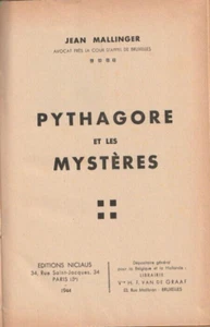 PYTHAGORE ET LES MYSTERES. JEAN MALLINGER. ESOTERISME. 1944 - Picture 1 of 10