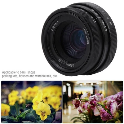25mm F1.8 Mini CCTV C Mount Wide Angle Lens For Mirrorless Camera (black) - Image 1 of 4