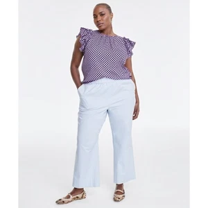 On 34th Damenhose Plus 3X hellblau gerades Bein knöchelhoher Bund Chino neu mit Etikett - Bild 1 von 8