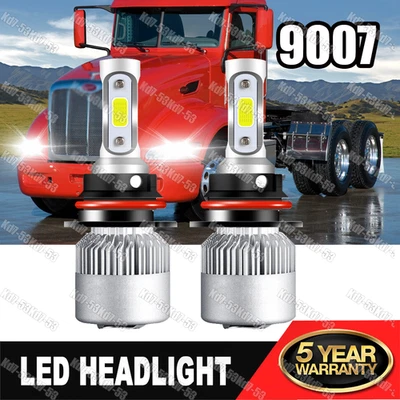 2pcs 9007 HB5 LED Headlight Bulbs High Low Beam For Peterbilt 386 2006-2015 A++ - Image 1 of 4