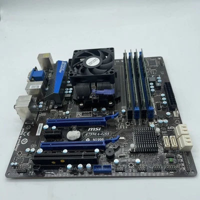 MSI A75MA-G55 Mainboard Sockel FM1 A75 8GB DDR3 mATX AMD A8-3850 2,90GHz(1285) - Bild 1 von 4