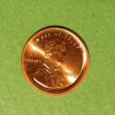 2000 P  Lincoln  Memorial  Copper Cent   Broad  Strike  Mint  Error  •  BU Red ! - Image 1 of 4