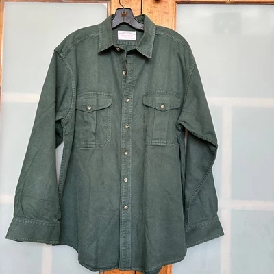 CC Filson Field Canvas Shirt Large Green Long Sleeve Overshirt Shacket - Image 1 of 4