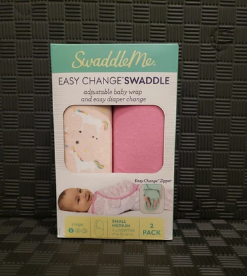 SwaddleMe Easy Change Swaddle Small/Medium 0-3 Months Unicorn Pink 2 Pack NEW - Image 1 of 4