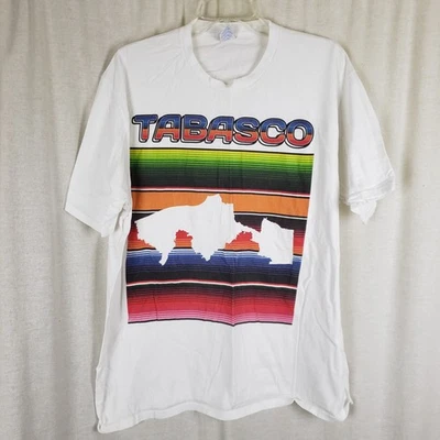 Camiseta De Colección Tabasco Serape Rayas Para Hombre 2XL México Hot Sauce Port & Company Foto 1 de 4