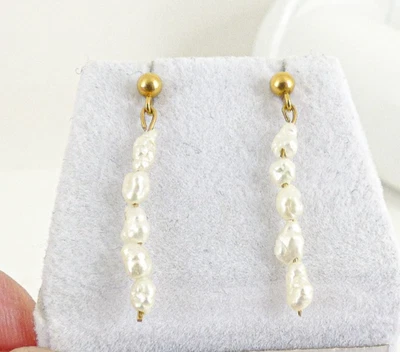 Pendientes de perlas de oro de 9 quilates colgantes mariposas con caja de regalo Foto 1 de 4