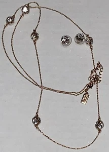 KATE SPADE Lady Marmellata Zirconi Sparsi Collana Orecchini Set Cristallo Tono Oro - Foto 1 di 10