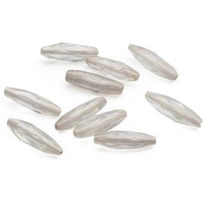 (10) Vintage Austrian oval faceted crystal clear Art Deco glass beads - Picture 1 of 3