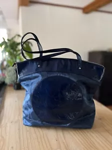 Vintage Coach signature canvas & Shiny Patent leather blue shoulder bag - Picture 1 of 7