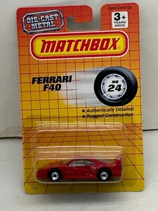 1992 MATCHBOX SUPERFAST RED MB-24 FERRARI F40 NEW ON CARD #2 - Picture 1 of 8
