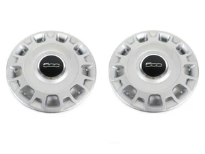 2012-2017 FIAT 500 15" STEEL WHEEL SILVER HUB CAP COVERS PAIR NEW MOPAR GENUINE - Picture 1 of 4
