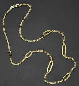 10k Yellow Solid Gold Shiny Paperclip Cable Link Chain Necklace 5.5mm 18 in - Picture 1 of 7