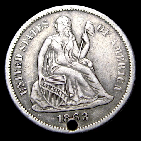 1863-S? Seated Liberty Dime Silver Blank Reverse, Love Token Ready ---- #TT677 Cover