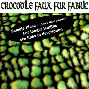 Crocodile Fluffy Faux Fur Fabric 10cm x 10cm sample also sold by metre/yard - Picture 1 of 2