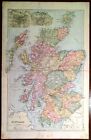 Carta Geografica Antica Scozia Scotland Glasgow Edimburgo Bacon 1894 Old Map