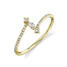 Wrap Ring Minimalist Right Hand Statement 14K Yellow Gold Marquise Diamond Twist