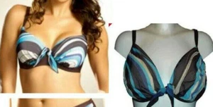 Top de bikini Fantasie Skye marrón y azul con aros para balcón o cuello halter - Imagen 1 de 3