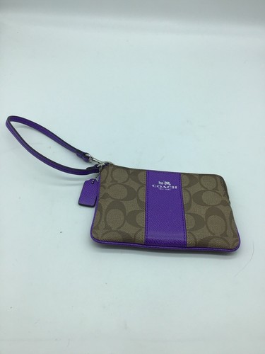 Borsa da polso Coach Signature in tela donna mini viola cachi borsa a mano