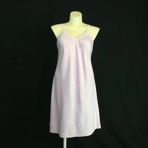 Cabernet M Night Gown Slip Pink Lilac Polka Dot Below Knee Sleep Sense Washable - Picture 1 of 6